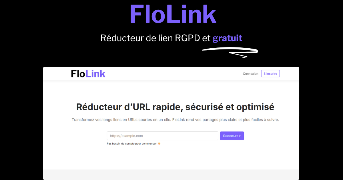 FloLink – Réducteur d’URL rapide, sécurisé et conforme au RGPD